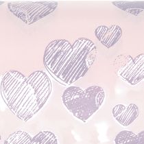 Artikel Manschettenpapier Rosa mit Herzmotiv für Floristen, 25 cm x 25 m, Nassfest