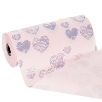 Artikel Manschettenpapier Rosa mit Herzmotiv für Floristen, 25 cm x 25 m, Nassfest