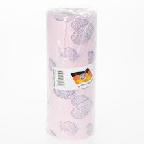 Artikel Manschettenpapier Rosa mit Herzmotiv für Floristen, 25 cm x 25 m, Nassfest