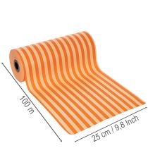 Artikel Manschettenpapier Rolle 25 cm x 100 m Orange gestreift für Floristik und Dekoration