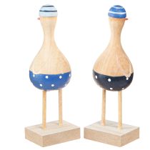 Artikel Maritime Holz-Deko Möwen Blau für stilvolle Tischdeko 6er Set H14cm