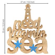 Artikel Maritime Holzdeko „I need vitamin sea“ aus Mangoholz, Dekoration für Zuhause 27×33cm