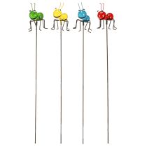 Artikel Metall Deko Ameise am Stab – Bunte Gartendeko 46cm, Set mit 4 Varianten