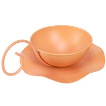 Artikel Metall Deko Tasse Orange Ø11,5cm H6cm Unikat Mit Unterteller 2St