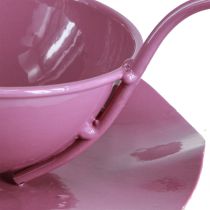 Artikel Metall Deko Tasse mit Unterteller Pink H8cm Ø11,5cm, Set 2, Floristik21 Tischdeko
