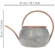 Artikel Metall Dekokanne Vintage Landhausstil, Gartendeko Gießkanne zum Bepflanzen, Silber Kupfer L41cm Ø26cm H30cm