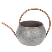 Artikel Metall Dekokanne Vintage Landhausstil, Gartendeko Gießkanne zum Bepflanzen, Silber Kupfer L41cm Ø26cm H30cm