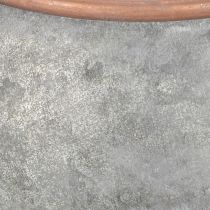 Artikel Metall Dekokanne Vintage Landhausstil, Gartendeko Gießkanne zum Bepflanzen, Silber Kupfer L41cm Ø26cm H30cm
