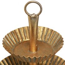 Artikel Metall Etagere 3-stöckig Antik Gold Ø17cm H23cm – Vielseitig einsetzbare Dekoration