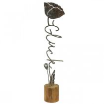 Metall Deko Blume Holzständer Schriftzug „Glück“ H40cm