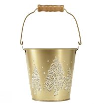Artikel Metall Eimer Tannenbaum Übertopf Gold Ø12cm H11,5cm