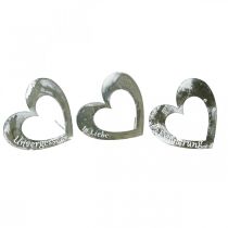 Metallstecker “Unvergessen” „In Liebe" “In Erinnerung”, Trauerdeko Herzen, Silbern 8×7cm 12St