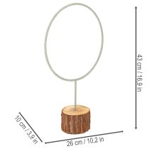 Artikel Deko-Ring aus Metall auf Holzsockel, 43 cm, graugrün
