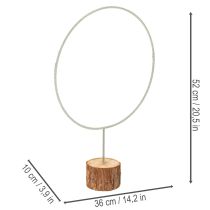 Artikel Dekoring Metall grau-grün Ø 36 cm auf Holzsockel mit Baumrinde H 52 cm