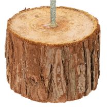 Artikel Dekoring Metall grau-grün Ø 36 cm auf Holzsockel mit Baumrinde H 52 cm