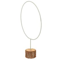 Artikel Dekoring Metall grau-grün Ø 36 cm auf Holzsockel mit Baumrinde H 52 cm