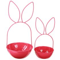 Artikel Pflanzschale Hase aus Metall in Rosa, Deko für Ostern und Frühling, Indoor und Outdoor, 33 cm
