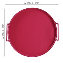 Artikel Rundes Serviertablett aus Metall Rot 22 cm mit Griffen – Dekoration und Alltagshelfer