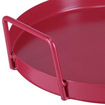 Artikel Rundes Serviertablett aus Metall Rot 22 cm mit Griffen – Dekoration und Alltagshelfer