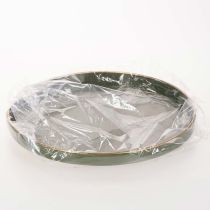 Artikel Deko-Tablett Metall Grün Goldrand Ø 30 cm