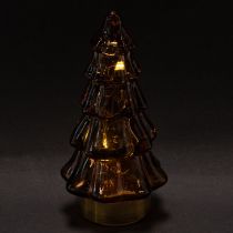 Artikel Glas Weihnachtsbaum LED Dekoration 13 cm Braun/Gold 2-teilig für Innenbereich