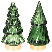Artikel Glas-Tannenbaum mit LED, 13 cm, grün, 2er-Set, Innenbereich