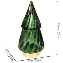Artikel Glas-Tannenbaum mit LED, 13 cm, grün, 2er-Set, Innenbereich