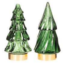 Artikel Glas-Tannenbaum mit LED, 13 cm, grün, 2er-Set, Innenbereich