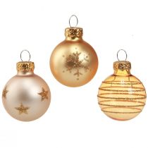 Artikel Mini Christbaumkugeln Glas Gold Pearl Ø3cm 9er Set - Weihnachtsdeko Glaskugeln