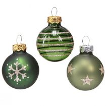 Artikel Mini Christbaumkugeln Set Grün &amp; Gold Ø3cm - Elegante Weihnachtsdeko Kombinierbar 9 Stk.