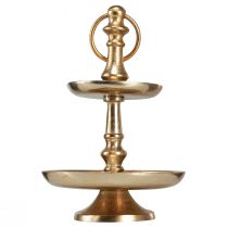 Artikel Mini Etagere Gold matt - Edle 2-stöckige Metall Tischdeko, H22cm
