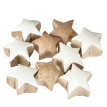 Artikel Elegante Mini Sterne Mangoholz Weiß Ø3cm 9 St, Weihnachtsdeko für Floristen