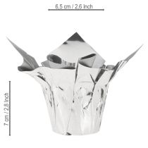 Artikel Mini Übertopf Silber Geschenkverpackung Ø4,5cm H7cm 8 St