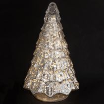 Artikel Mini Weihnachtsbaum aus Glas mit LED Beleuchtung Silber-Gold 28cm