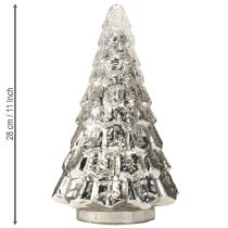 Artikel Mini Weihnachtsbaum aus Glas mit LED Beleuchtung Silber-Gold 28cm