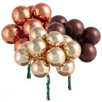 Artikel Mini Weihnachtskugeln Glas-Draht-Set Braun & Gold 25mm - Weihnachtsdeko 140er-Pack