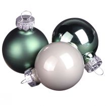 Artikel Mini Weihnachtskugeln Glas Grün Perlmuttgrau Ø3cm 22 St Weihnachtsschmuck