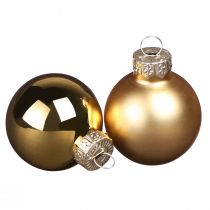Artikel Mini Weihnachtskugeln Glas Gold Ø3cm - Vielseitig einsetzbare Christbaumkugeln 22St