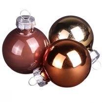 Artikel Mini Weihnachtskugeln Set Glas in Gold & Braun Ø3,5cm 22 Stück - Tischdeko, Baumschmuck, Geschenkanhänger