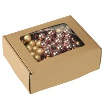 Artikel Mini Weihnachtskugeln Glas Gold Rosé Spiegelbeeren 2cm 140 Stück Dekoration