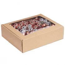 Artikel Mini Weihnachtskugeln Silber Apricot am Draht, 25mm, 140er-Set – Festlicher Baumschmuck