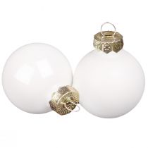 Artikel Mini Weihnachtskugeln Weiß Glas Emaille Ø3cm für zauberhafte Festdeko, 22 St