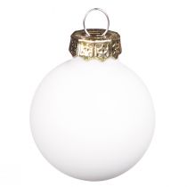 Artikel Mini Weihnachtskugeln Weiß Glas Emaille Ø3cm für zauberhafte Festdeko, 22 St