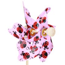 Artikel Mini Windrad Marienkäfer Deko Weiß Flieder Ø8cm 12 St Partydeko Outdoor Sommer