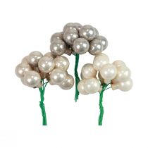 Mini Weihnachtskugeln am Draht Glas Creme Grau Ø2cm 140St