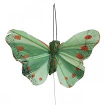 Mini-Schmetterling am Draht Rot, Grün 6,5cm 12St