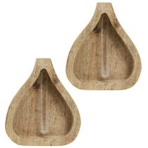 Artikel Elegante Minivase Glas Holz Deko Klar H17cm 2er Set