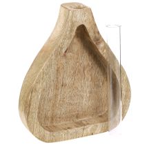 Artikel Elegante Minivase Glas Holz Deko Klar H17cm 2er Set