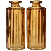 Artikel Glas-Minivasen im 6er-Set, Rillendesign Orange, H13cm - Dekorative Vase für Tischdeko