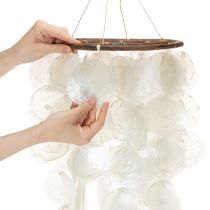 Artikel Capiz Muschel Mobile rund 70 cm Länge Grün für Balkon oder Garten
